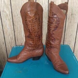 Charles David Tan Leather Western Boots